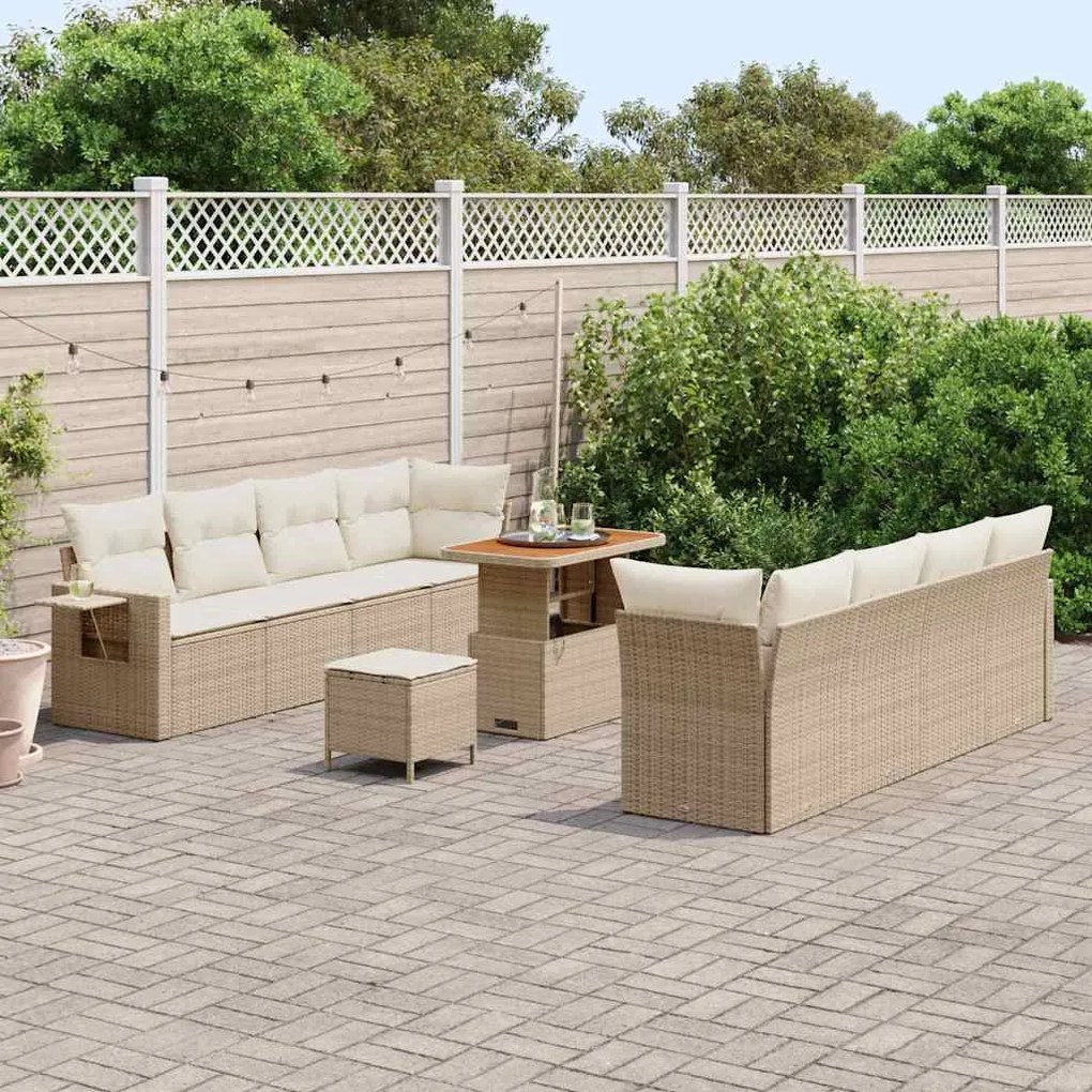vidaXL Σετ Καναπέ Κήπου 11 pcs μπεζ και κρεμ 90 x 55 x 71 cm
