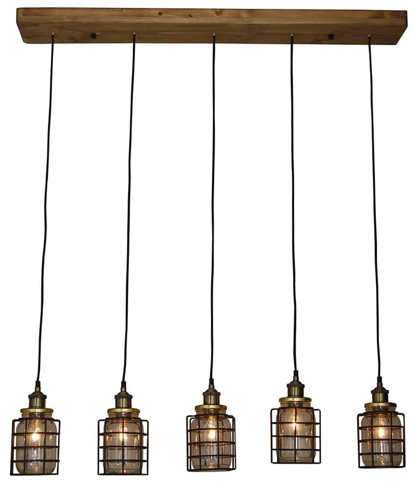 Φωτιστικό Οροφής - Ράγα HL-2248JG-5P 77-3069 Okda Rail  Homelighting Wood, Glass