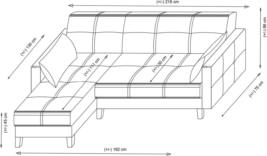 Corner Sofa-Bed Polya - Dark Grey Dark Grey
