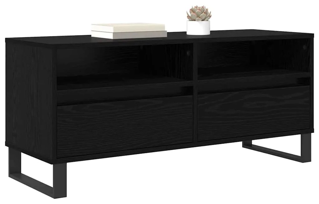 vidaXL Ντουλάπι TV με συρτάρι Μαύρη Οξυά 100 x 34,5 x 44,5 εκ.