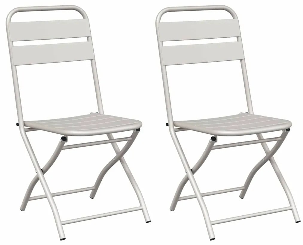 vidaXL Πτυσσόμενη Καρέκλα Κήπου 2 pcs Μπεζ 55 x 56.5 x 91εκ Ατσάλι