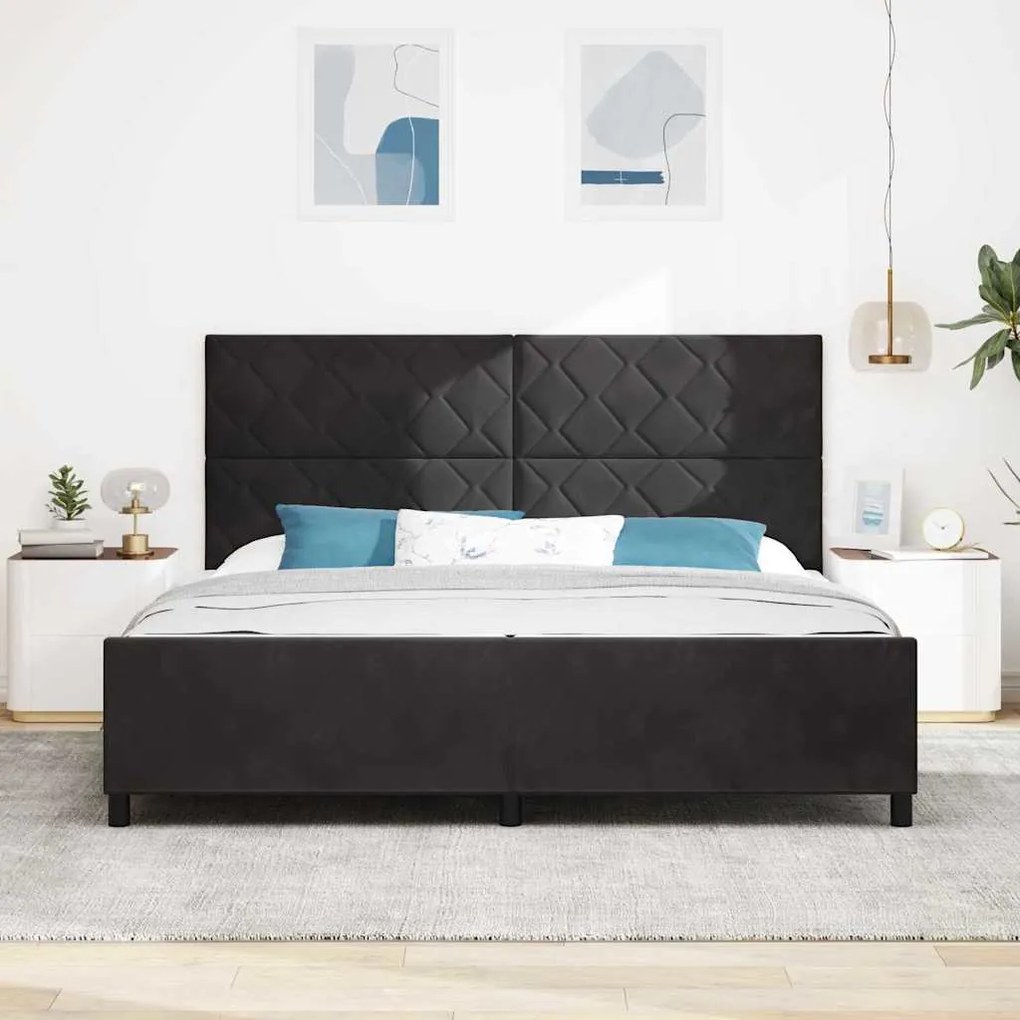 vidaXL Σκελετός Κρεβατιού με κεφαλάρι Μαύρο 200 x 200 cm Βελούδο