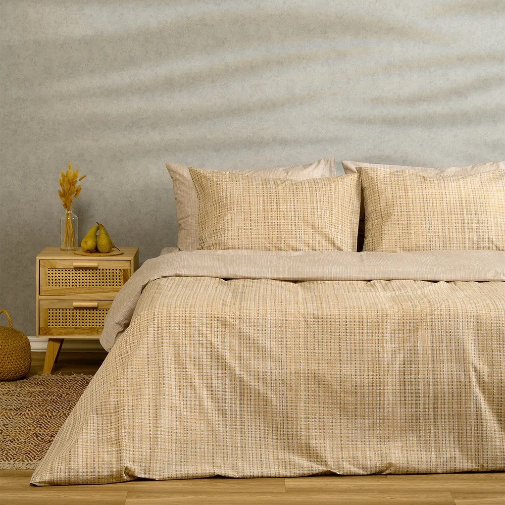 Σετ Σεντόνια Polycotton Υπέρδιπλα Με Λάστιχο 160x200+32εκ. Mateo Beige Casual Line Melinen 20004734