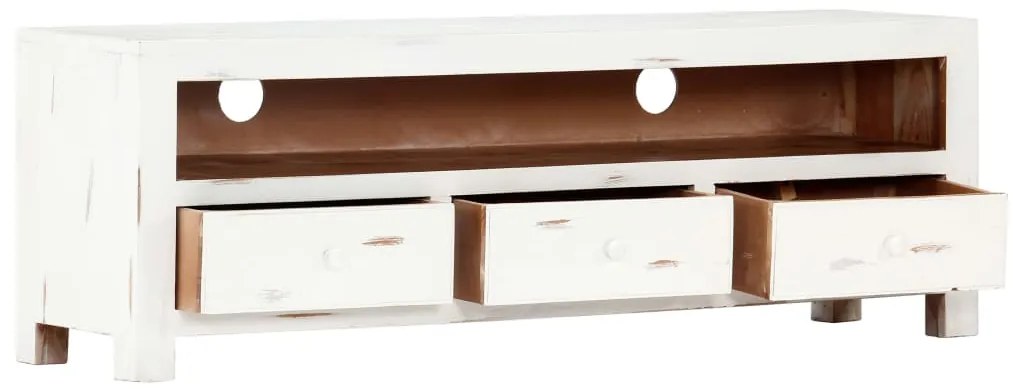 vidaXL Έπιπλο Τηλεόρασης Λευκό 120x30x40 εκ. από Μασίφ Ξύλο Ακακίας