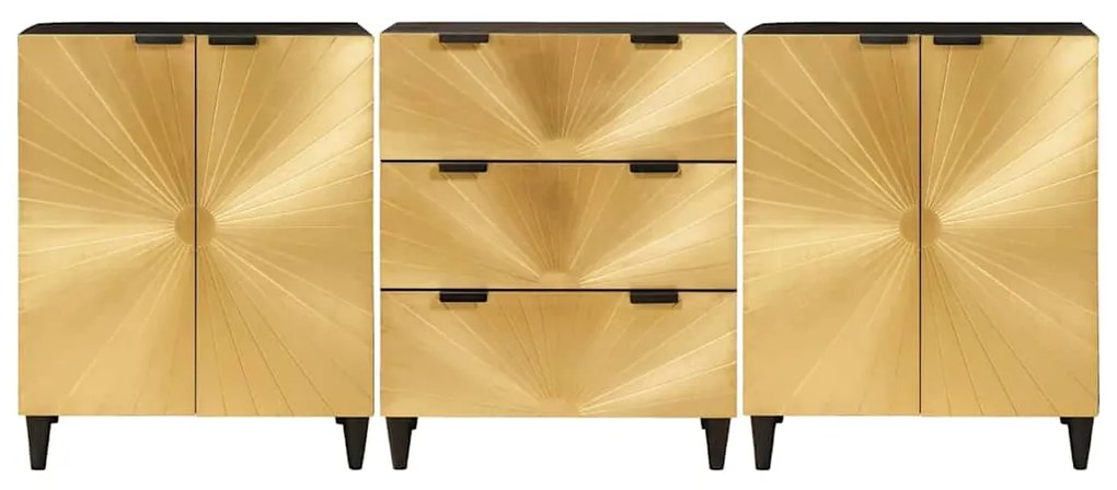 vidaXL Πλαϊνό γραφείο 3 pcs Μαύρο και Χρυσό 60 x 33 x 75 cm