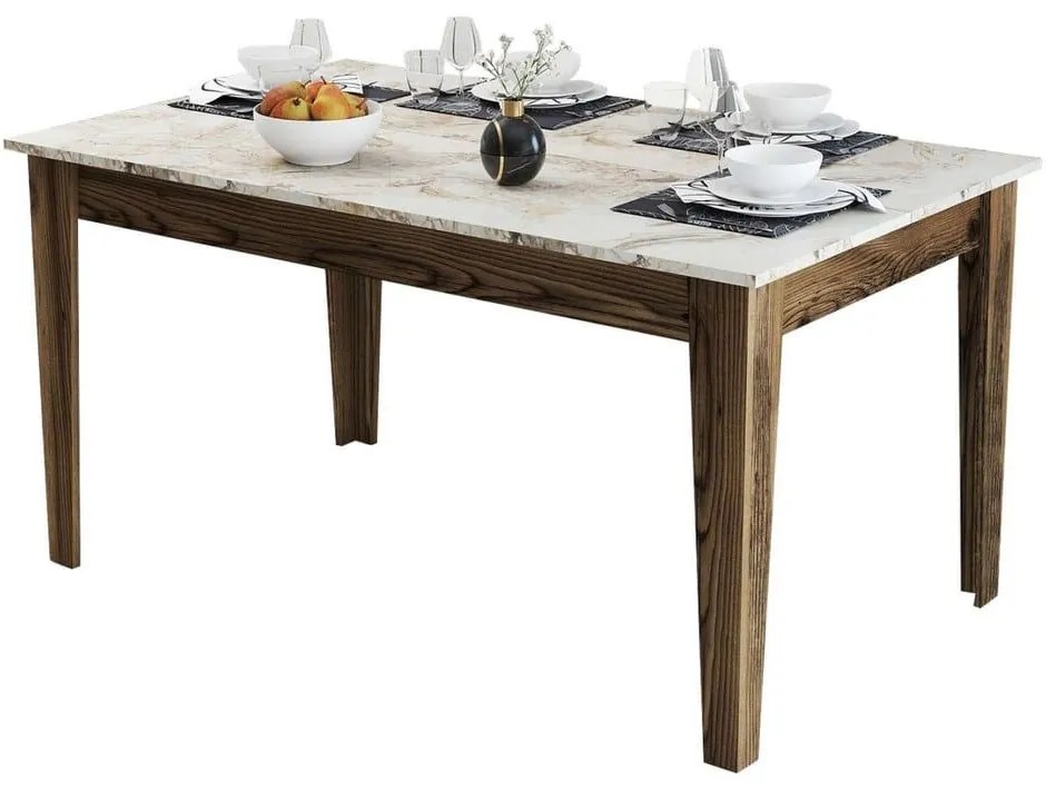 Τραπέζι Με Αποθηκευτικό Χώρο HM9507.03 145x88x75cm Walnut-White-Gold Μελαμίνη