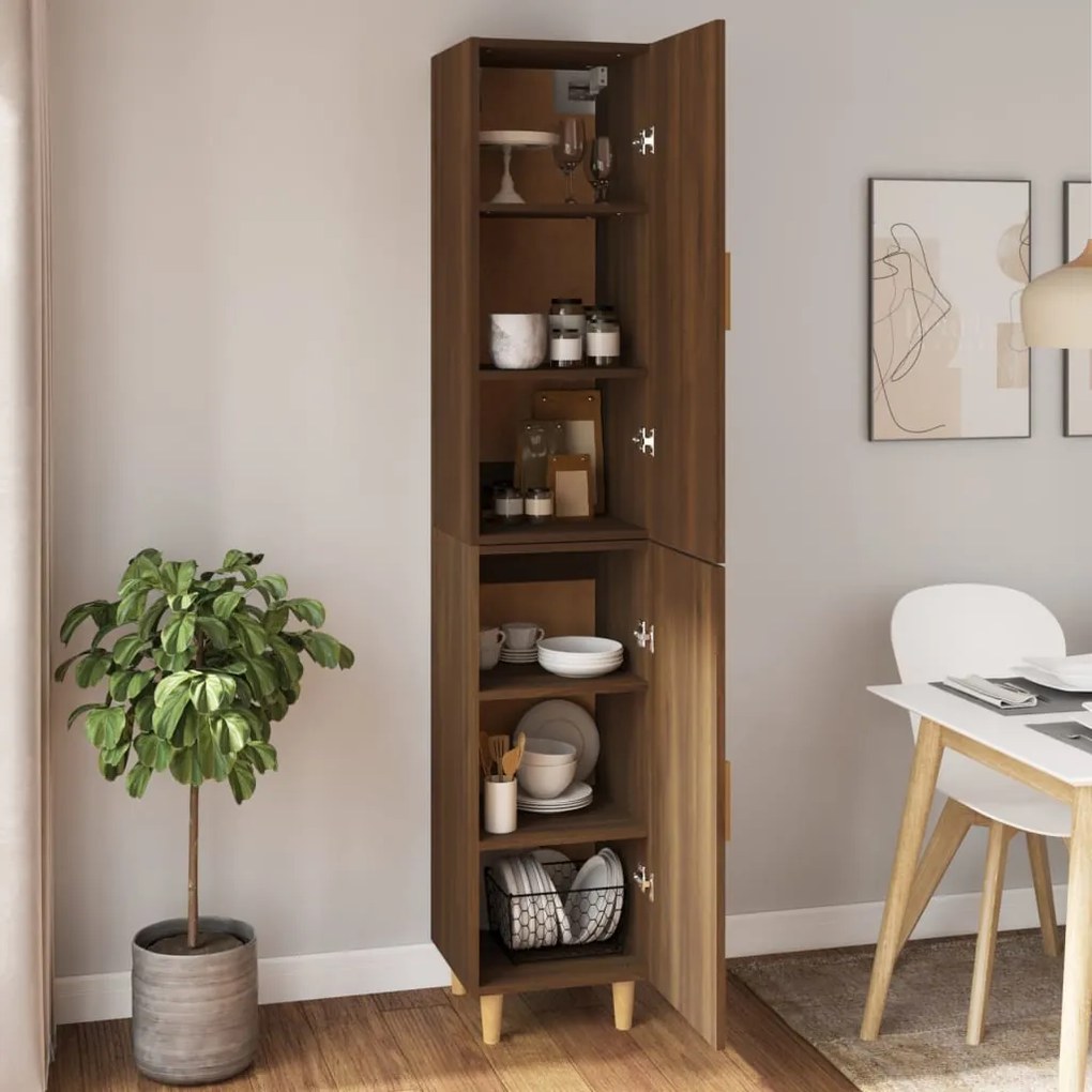 vidaXL Ντουλάπι Καφέ Δρυς 34,5 x 34 x 180 εκ. από Επεξεργασμένο Ξύλο