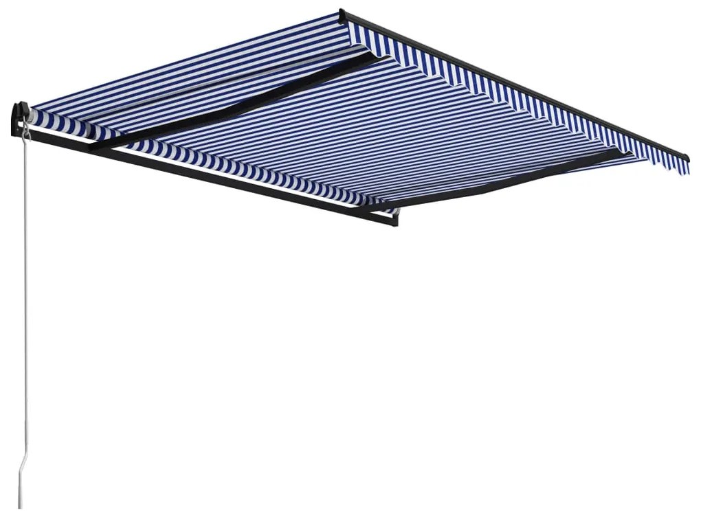 vidaXL Τέντα Συρόμενη Χειροκίνητη Μπλε / Λευκό 450 x 300 εκ.