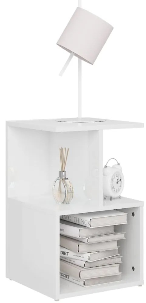 vidaXL Κομοδίνα 2 τεμ. Γυαλιστερό Λευκό 35x35x55 εκ. από Επεξ. Ξύλο