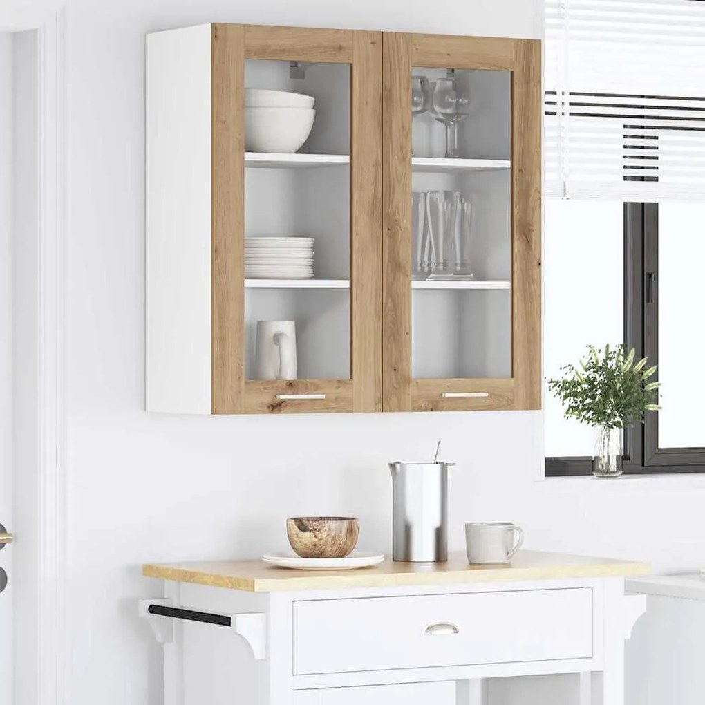 vidaXL Κρεμαστό ντουλάπι με πόρτα 2 pcs Artisan Oak 40 x 31 x 80 εκ.