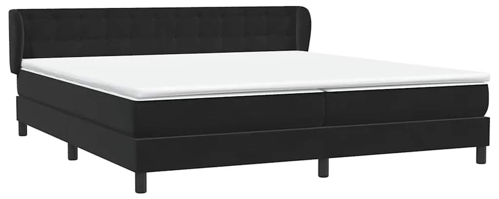 Κρεβάτι Box Spring με στρώματα Μαύρο 180x220 cm Βελούδινο - Μαύρο