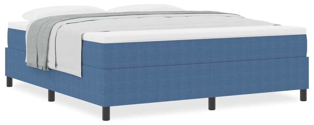 vidaXL Κρεβάτι με ελατήρια Μπλέ, Λευκό 203 x 180 x 60 εκ. Βελούδο