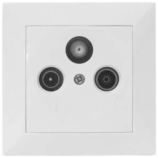 Πρίζα 3 Εξόδων ΤV SA FM Ενδιάμεση Πλήρης Lumen-15-0160-Λευκό 15-0160