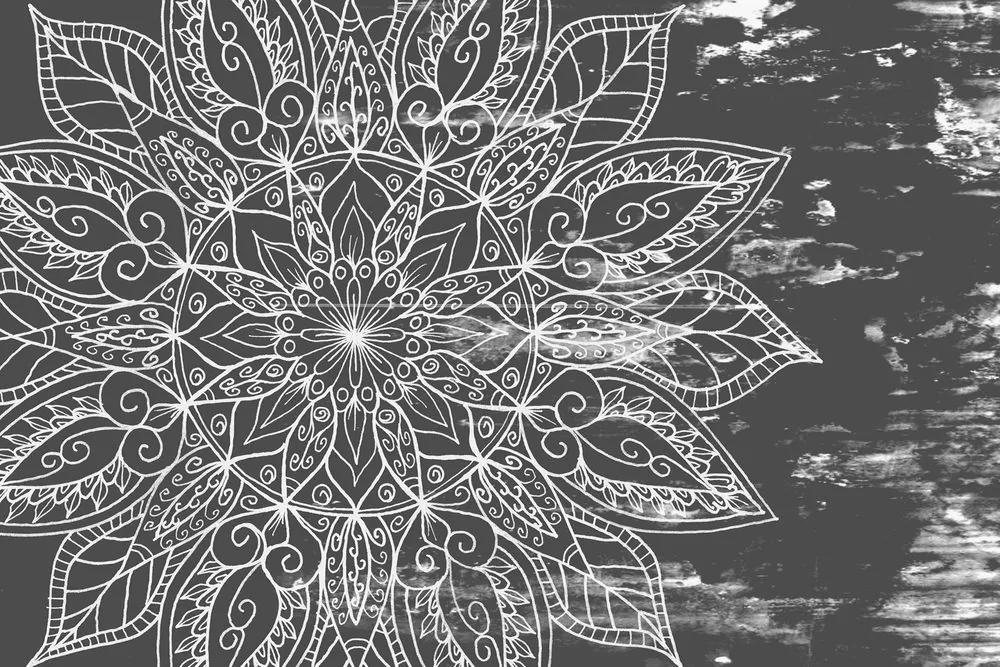 Εικόνα υφή Mandala σε ασπρόμαυρο σχέδιο - 90x60