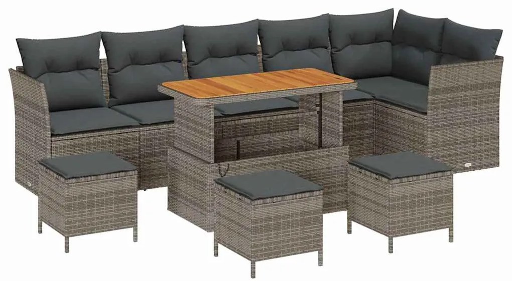vidaXL Σετ Καναπέ Κήπου 10 pcs Γκρι συνθετικό ρατάν