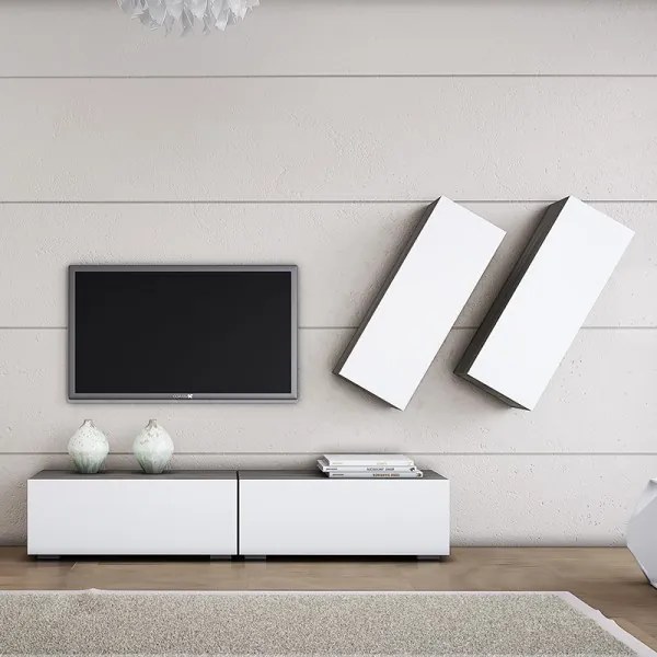 Intrahome Σύνθεση σαλονιού "SMART 5D" σε χρώμα σταχτί-λευκό Intrahomesa-00652662
