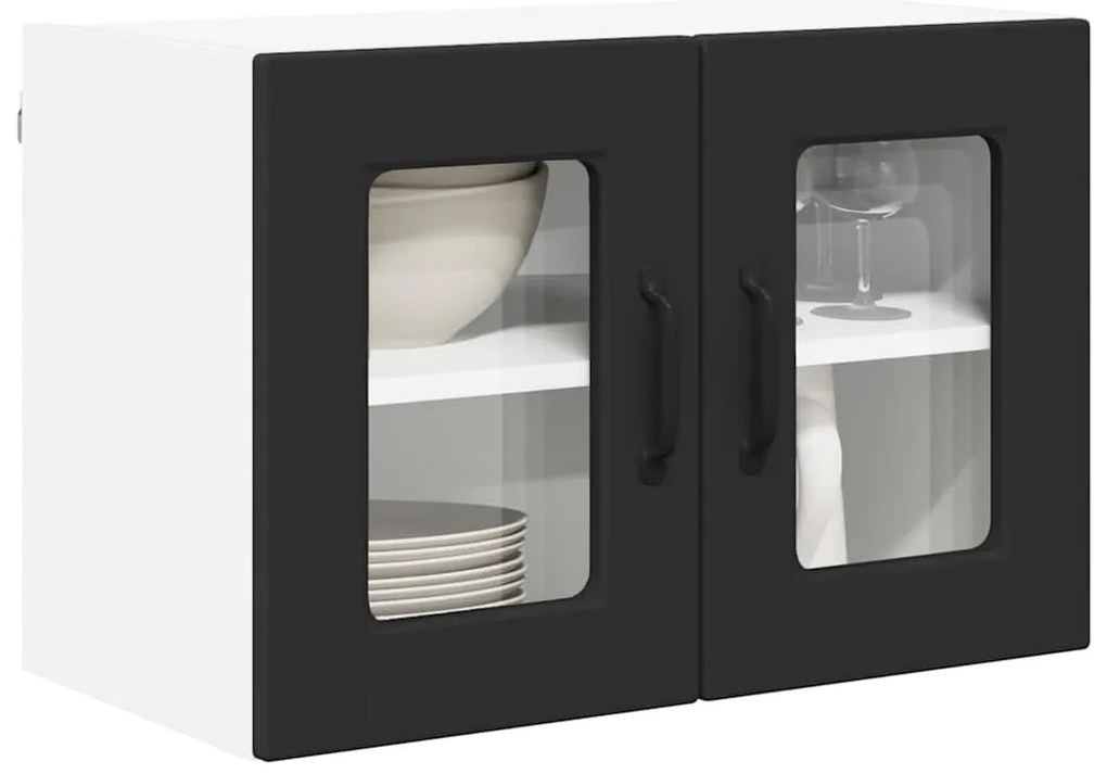 vidaXL Κρεμαστό ντουλάπι κουζίνας με ράφι 2 pcs Μαύρο 60 x 31 x 40 εκ