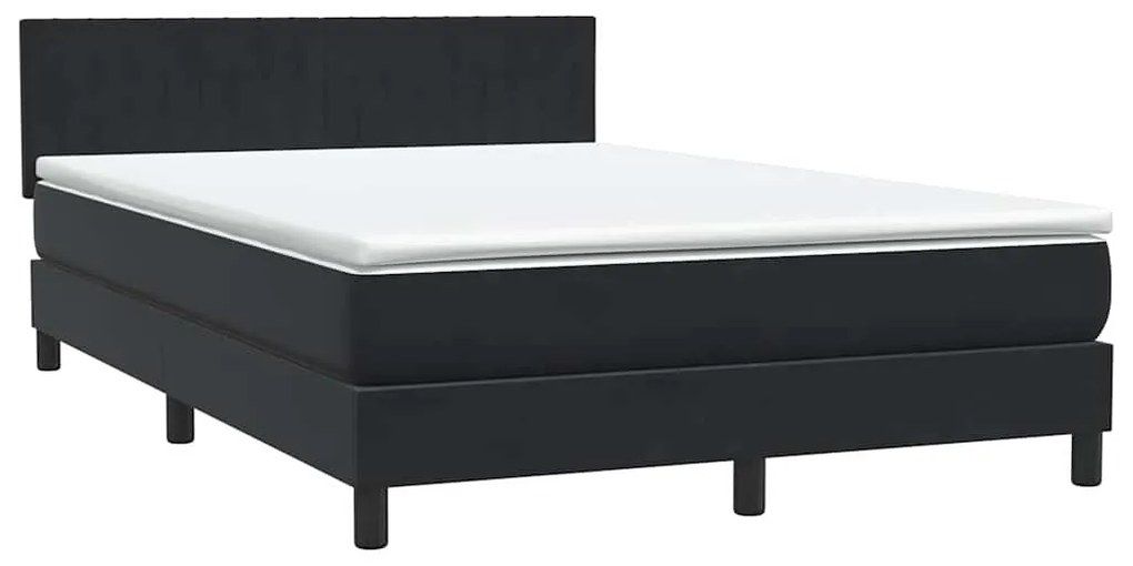 vidaXL Κρεβάτι Boxspring με Στρώμα Μαύρο 160x210 εκ. Βελούδινο