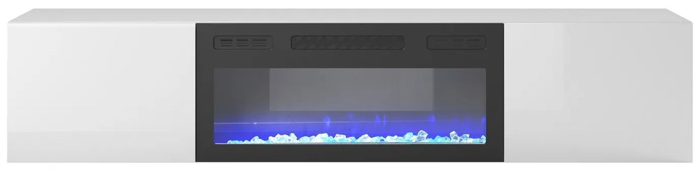 Τραπέζι Tv Houston 1572, Άσπρο, Γυαλιστερό λευκό, 180x37x40cm, 44 kg | Epipla1.gr