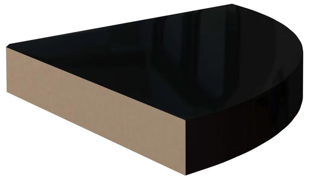 Ράφι Τοίχου Γωνιακό Γυαλιστερό Μαύρο 25 x 25 x 3,8 εκ. από MDF - Μαύρο
