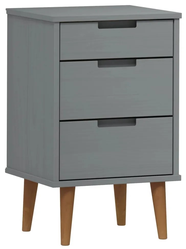 vidaXL Κομοδίνο MOLDE Γκρι 40x35x65 εκ. από Μασίφ Ξύλο Πεύκου