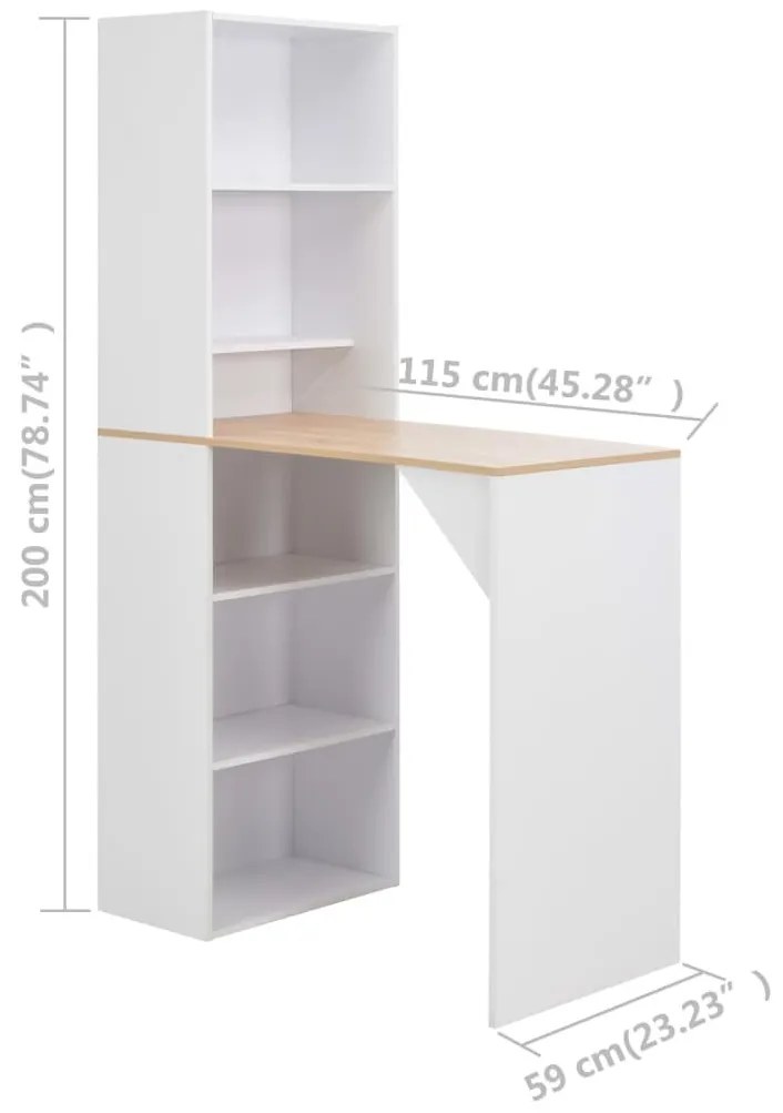 Τραπέζι Μπαρ με Ντουλάπι Λευκό 115 x 59 x 200 εκ. - Λευκό