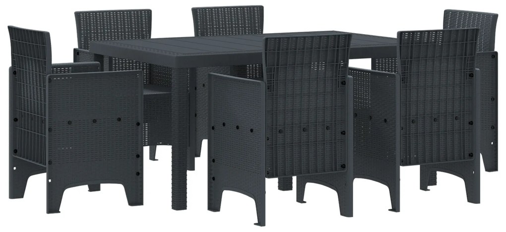 vidaXL Σέτ φαγητού για κήπο 7 pcs Ανθρακί Rattan Polt