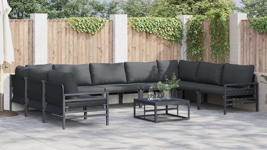 vidaXL Σετ Καναπέ Κήπου 9 pcs Ανθρακί Ατσάλι