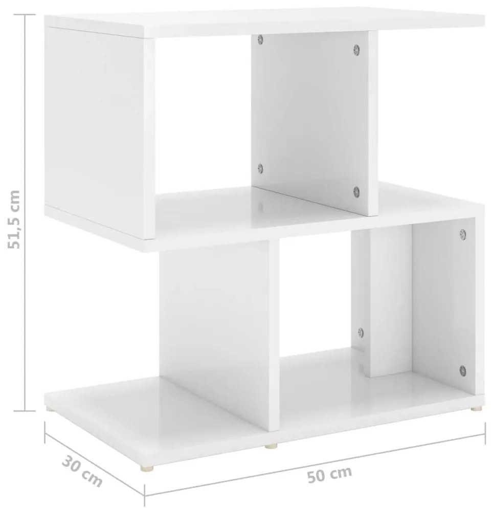 Κομοδίνο Γυαλιστερό Λευκό 50x30x51,5 εκ. από Μοριοσανίδα - Λευκό