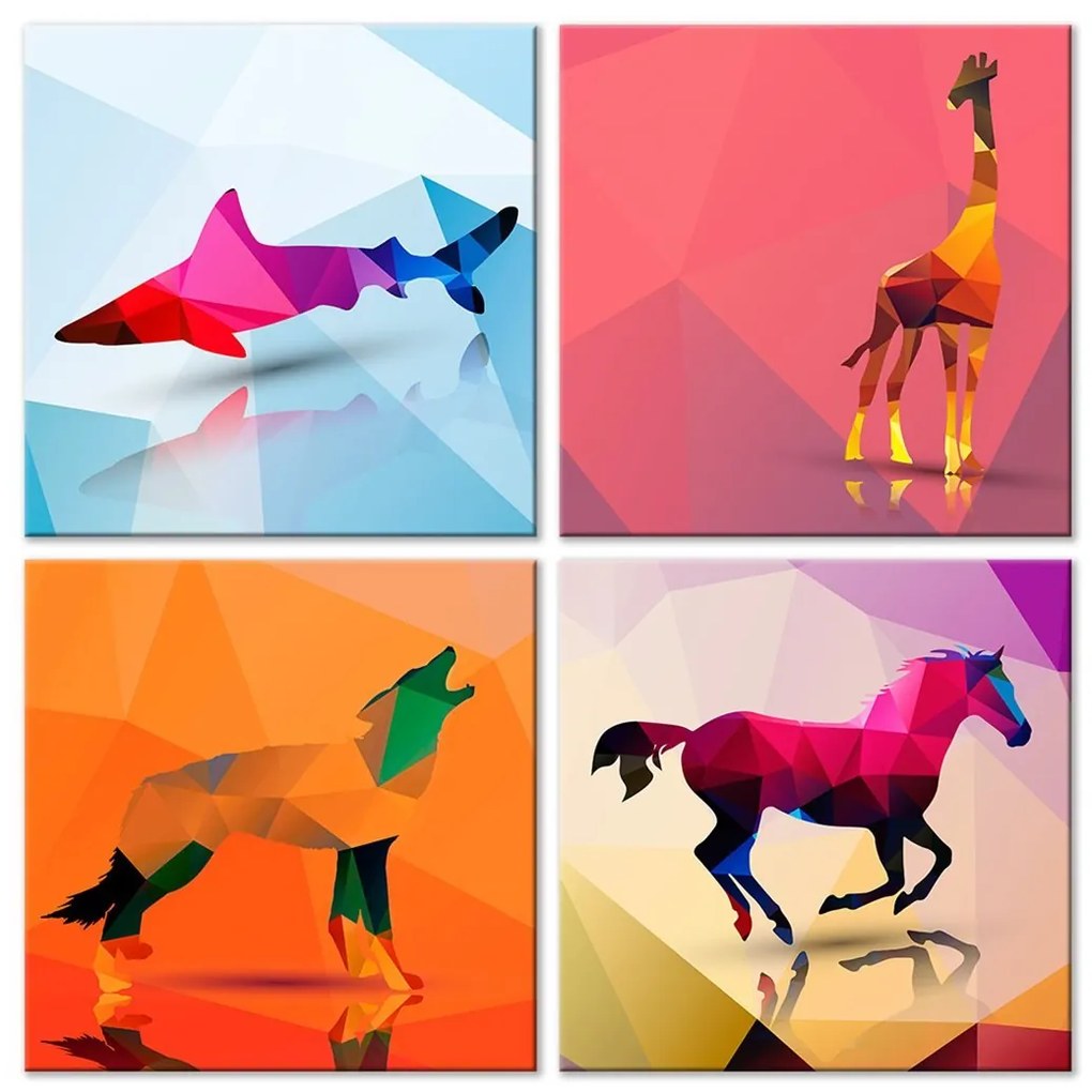 Πίνακας - Geometric Animals (4 Parts) 60x60