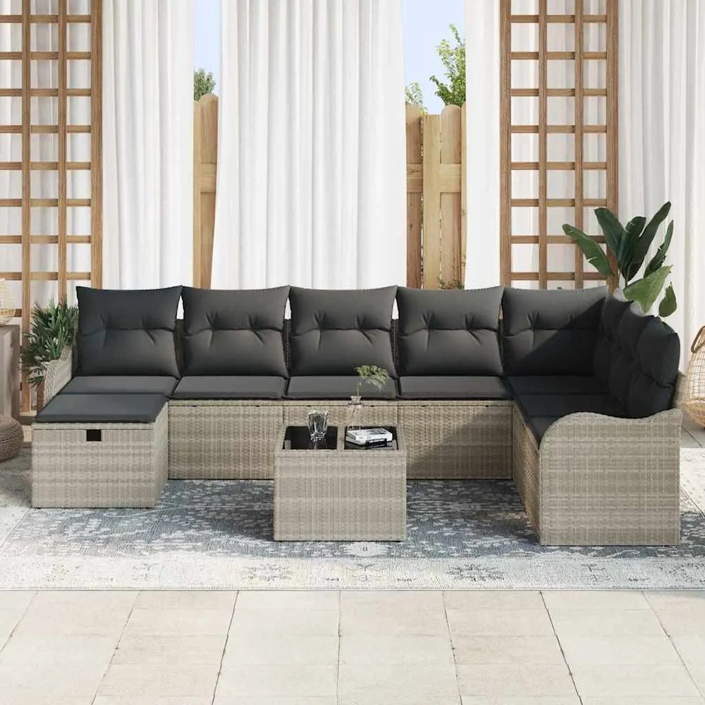vidaXL Σετ Καναπέ Κήπου 9 pcs Ανοιχτό γκρι 287,5 x 177,5 x 85 εκ.