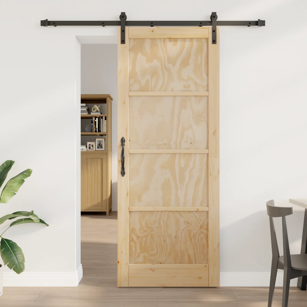 vidaXL Συρόμενη Πόρτα με Σετ Μηχανισμού 83x211 cm από Ξύλο Πεύκο