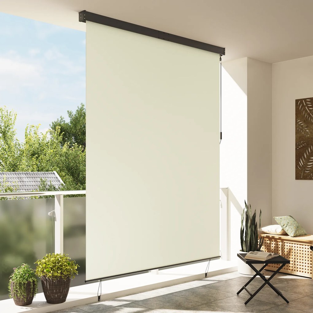 vidaXL Εξωτερικό ρολό Striped Χειροκίνητος Κρεμ 220 x 250 cm ύφασμα