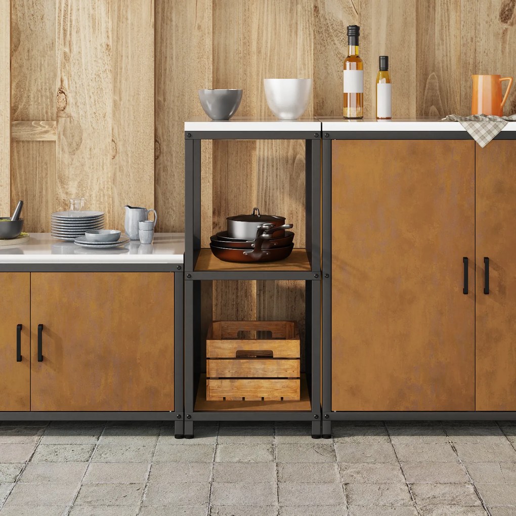 vidaXL Ράφι Αποθήκευσης Κουζίνας με ράφι Σκ rusty 60 x 50 x 92 εκ.