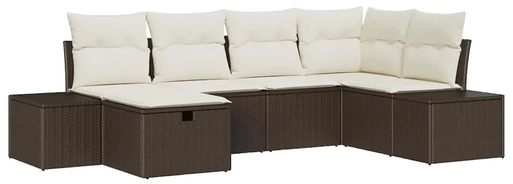 vidaXL Σετ Καναπέ Κήπου 6 pcs Καφέ 55 x 62 x 69 εκ Πολυ ράταν