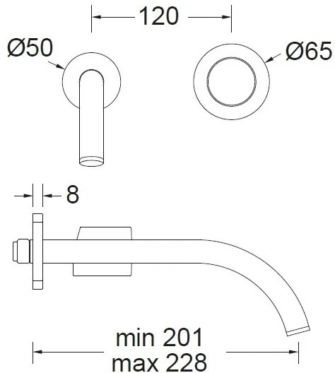 Μπαταρία νιπτήρα εντοιχισμού Eletta Tecno-Inox