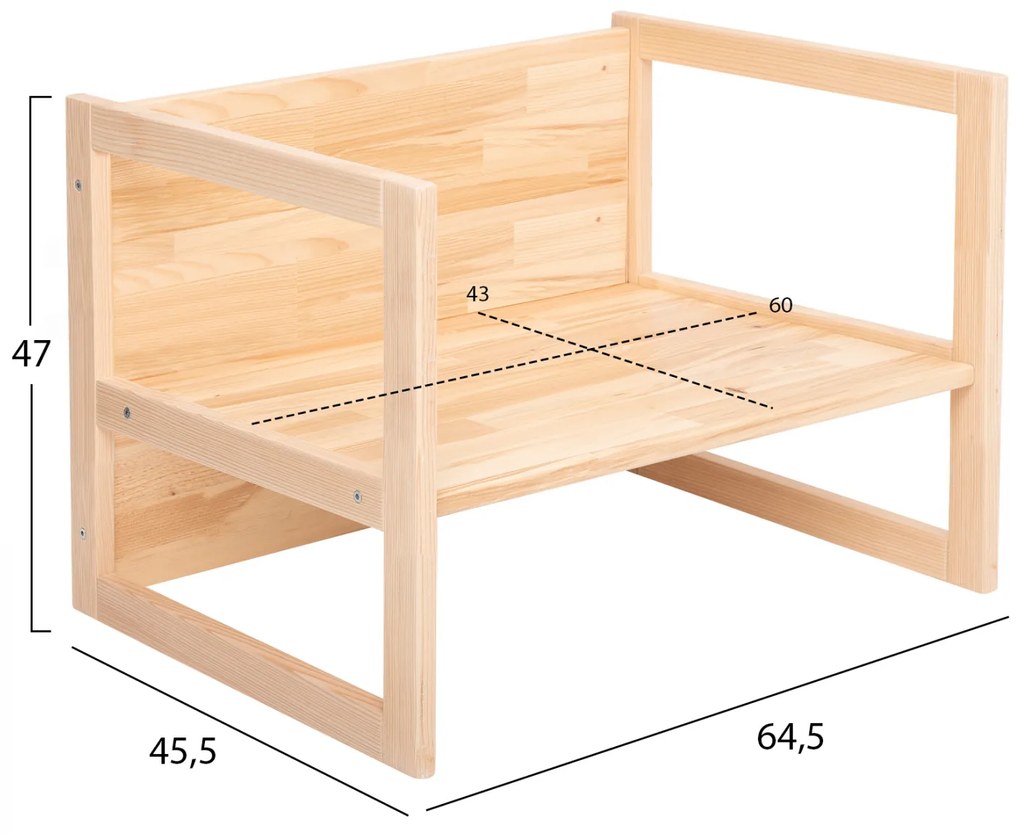 ΠΑΙΔΙΚΟ ΞΥΛΙΝΟ ΠΑΓΚΑΚΙ-ΤΡΑΠΕΖΙ MIKO HM9289 ΦΥΣΙΚΟ 64,5x45,x47Y εκ. - HM9289