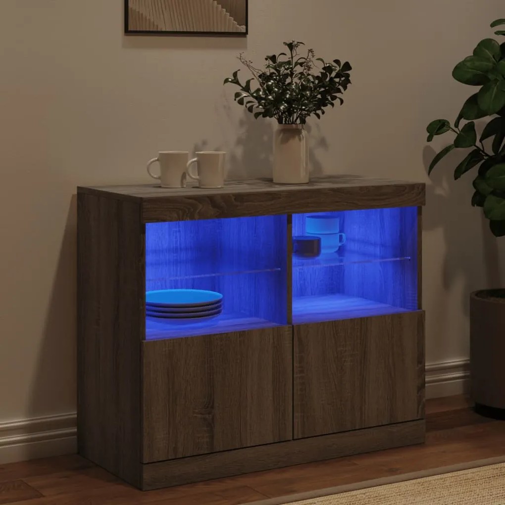 vidaXL Μπουφές με LED Γκρι Sonoma 81 x 37 x 67 εκ.