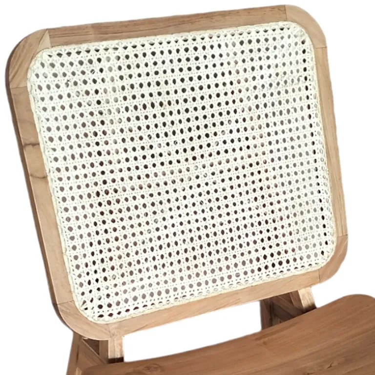 Καρέκλα Viborg pakoworld φυσικό teak ξύλο-φυσικό rattan 60x75x87εκ