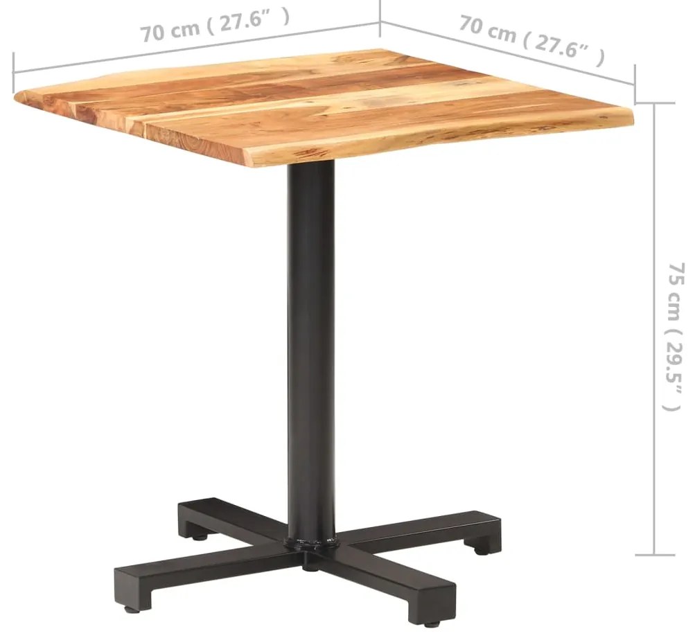 vidaXL Τραπέζι Bistro Live Edge 70x70x75 εκ. από Μασίφ Ξύλο Ακακίας