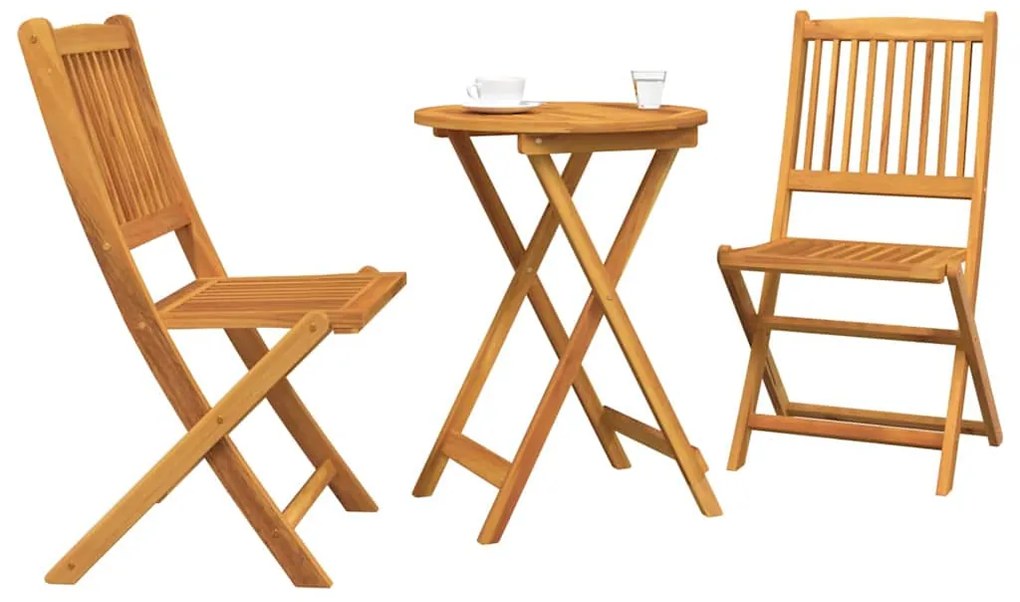 vidaXL Σετ Μπιστρό Κήπου 3 pcs Καφέ Στερεό Ξύλο Ακακίας