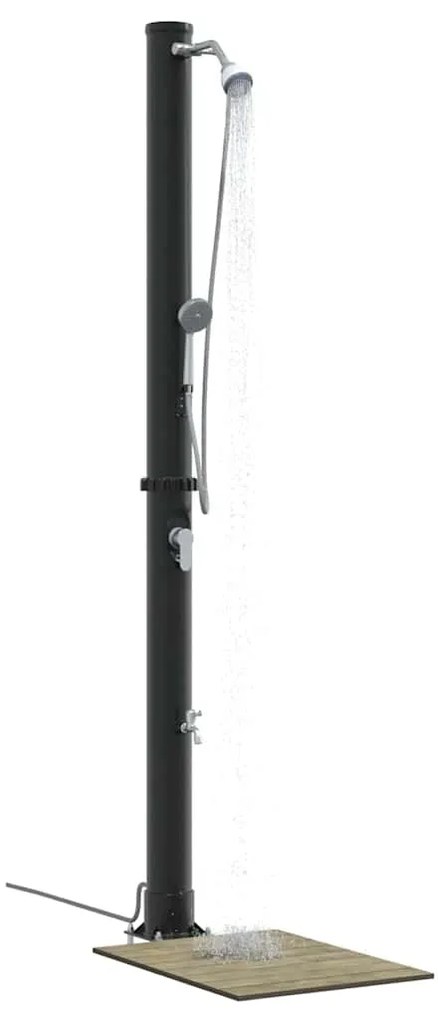 vidaXL Υπαίθρια ηλιακή ντουζιέρα Μαύρο 217 εκ. PVC και Αλουμίνιο