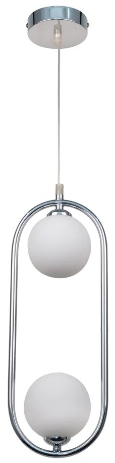 InLight Κρεμαστό φωτιστικό σε χρώμιο απόχρωση και λευκή οπαλίνα 2XG9 D:40cm 4023-CH