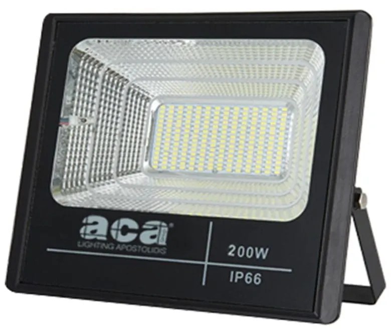 Προβολέας Led Ηλιακός Με Φωτοβολταϊκό Svide SV20060 200W 6000K Black Aca Αλουμίνιο