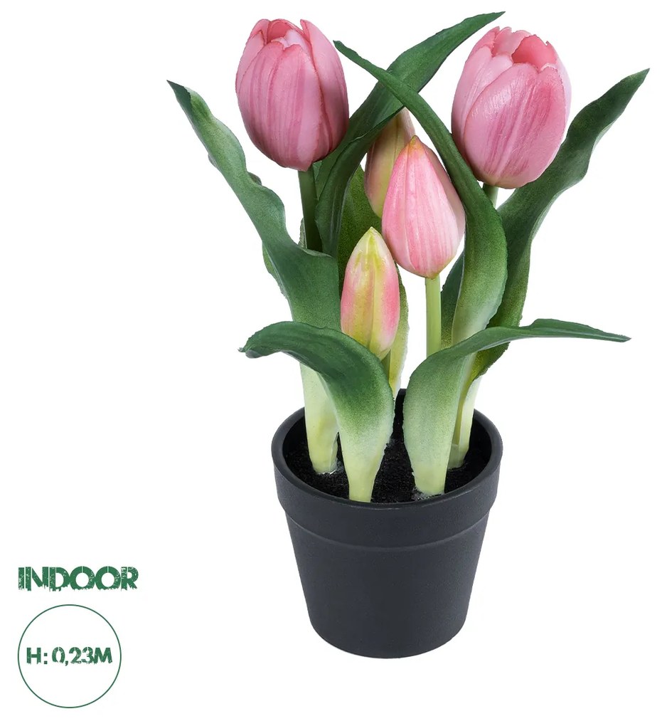 Artificial Garden PINK TULIP 21092 Διακοσμητικό Φυτό Ροζ Τουλίπα Υ23cm