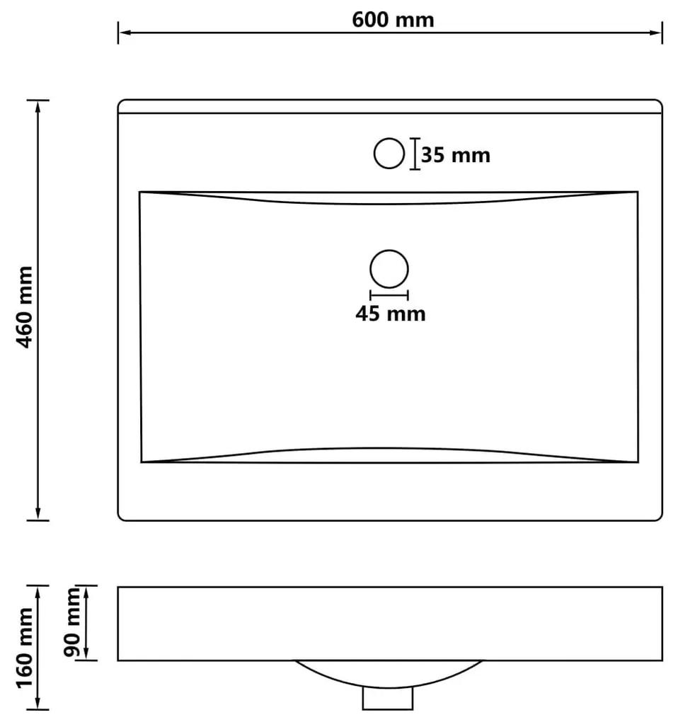 Νιπτήρας με Οπή Βρύσης Ανοιχτό Γκρι Ματ 60 x 46 εκ. Κεραμικός - Γκρι