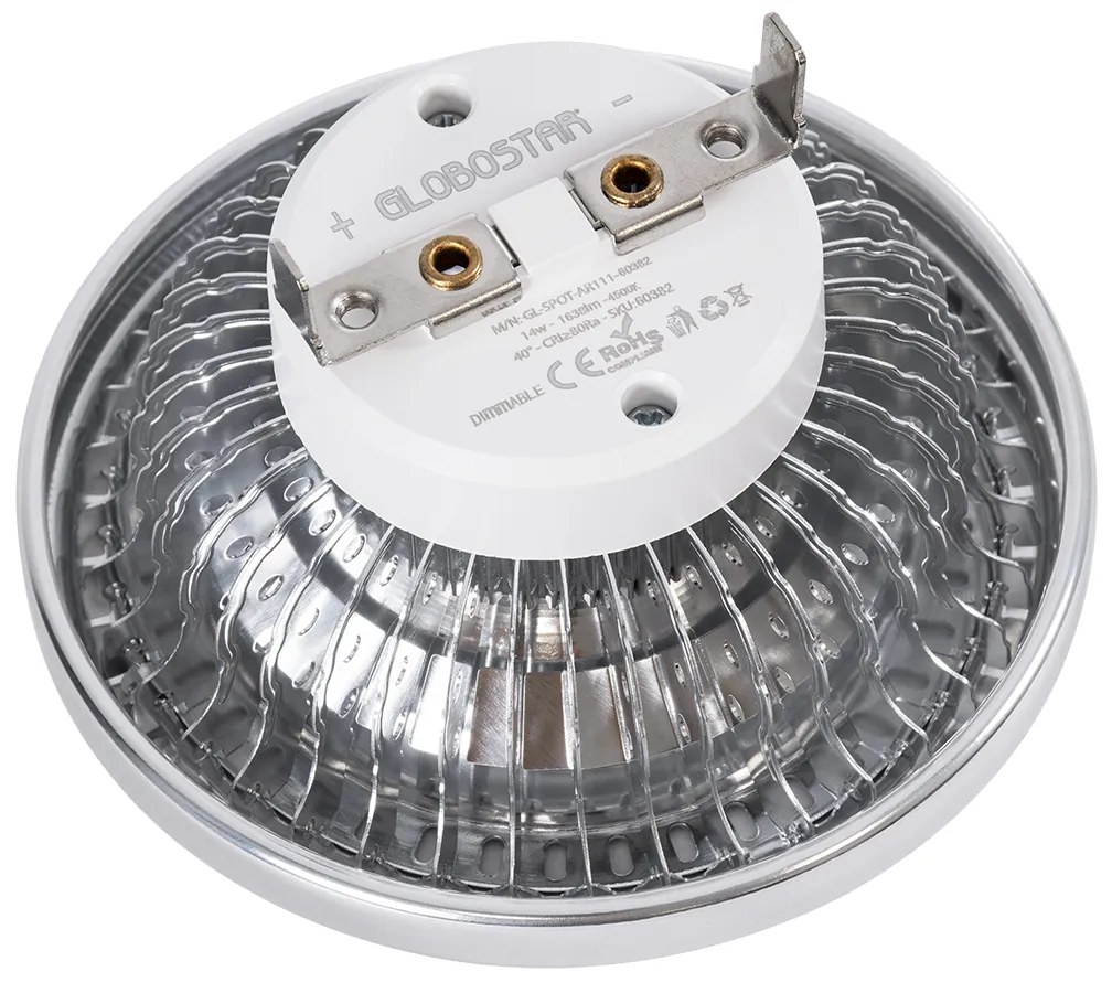 GloboStar DARKO 60383 Σποτ LED Indirect Anti-Glare AR111 14W 1582lm 40° AC 220-240V IP20 Φ11.1 x Υ6.6cm Θερμό Λευκό 2700K Dimmable - Bridgelux High Lumen COB Gen2 - TÜV Certified Driver - 5 Years Warranty - 60383