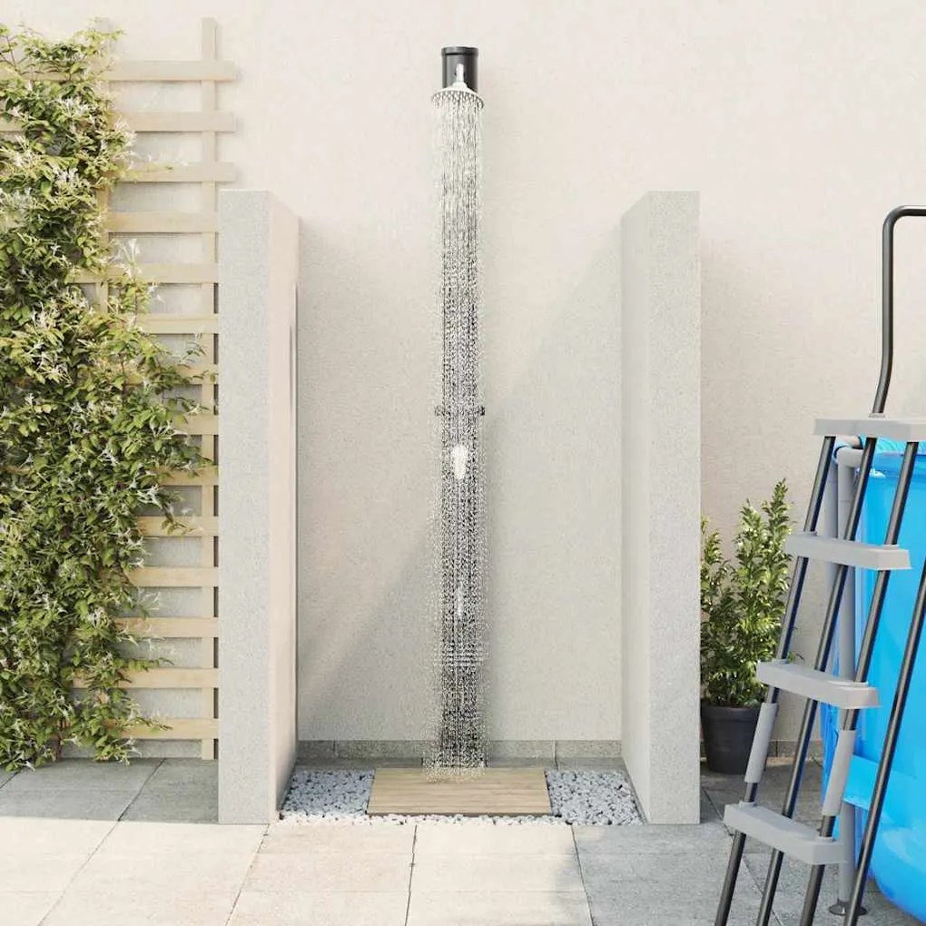 vidaXL Υπαίθριο Ηλιακό Ντους Μαύρο 217 εκ. PVC, αλουμίνιο