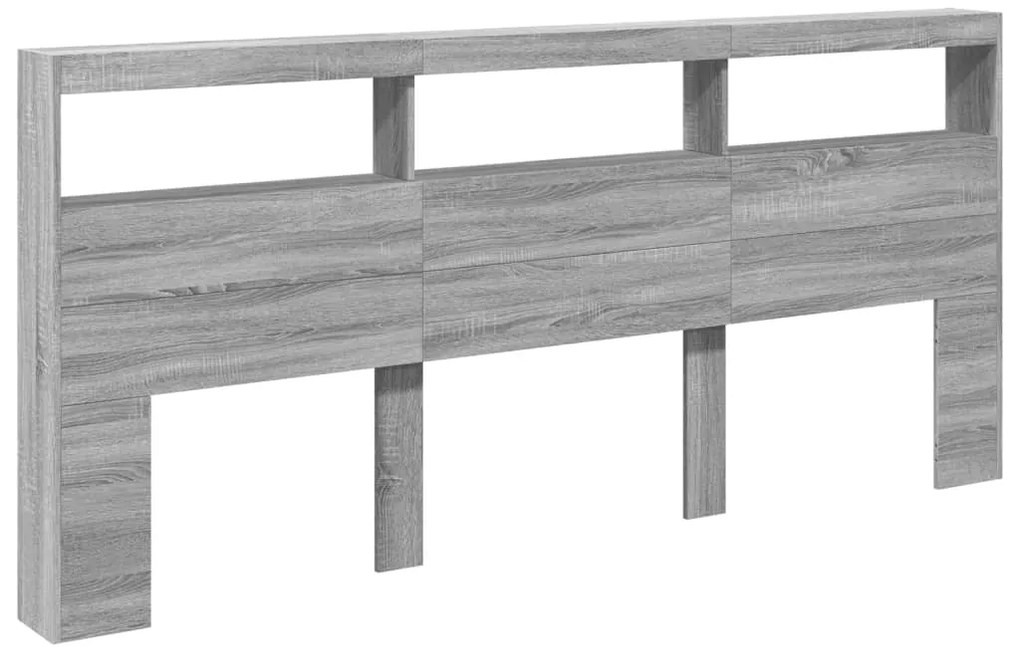 vidaXL Κεφαλάρι με Αποθηκ. Χώρο &amp; LED Γκρι Sonoma 220x17x102 εκ.
