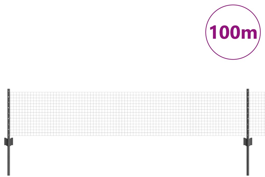 vidaXL Συρματόπλεγμα με συγκόλληση με 44 U Posts Γκρι 0.4x100 μ Χάλυβας